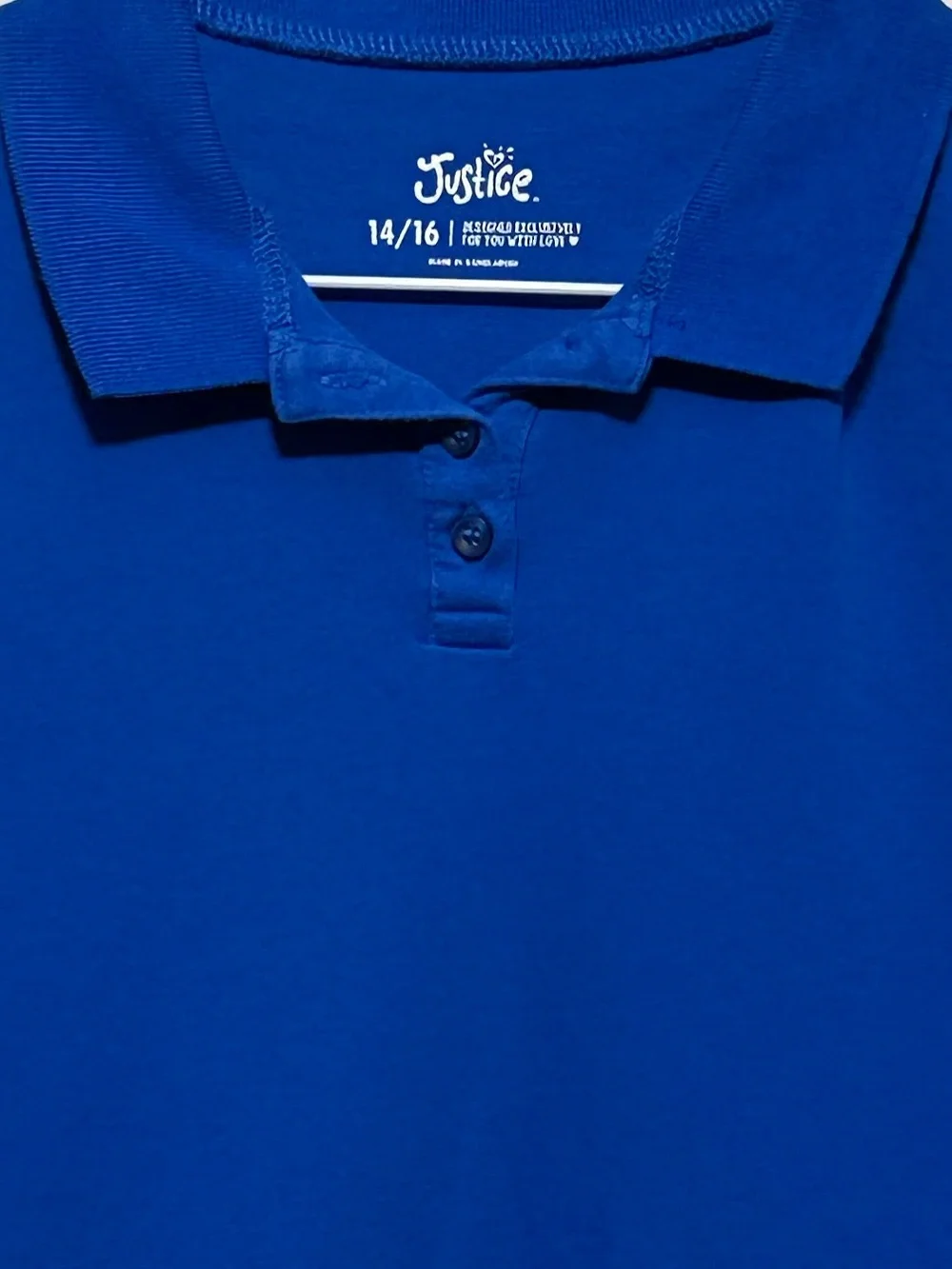 Justice. Girls Royal Blue Polo Shirt Set - 2 Pack
